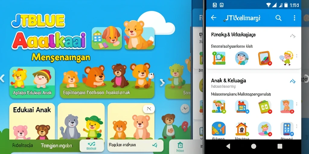 Tampilan antarmuka JTBLUE yang interaktif dan ramah anak.