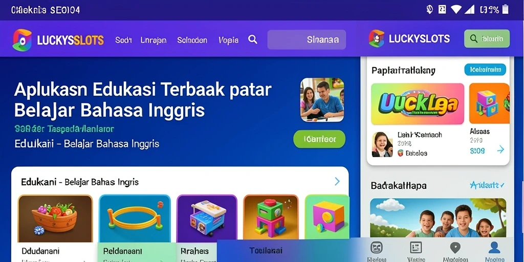 Tampilan antarmuka aplikasi LUCKYSLOTS untuk belajar Bahasa Inggris.