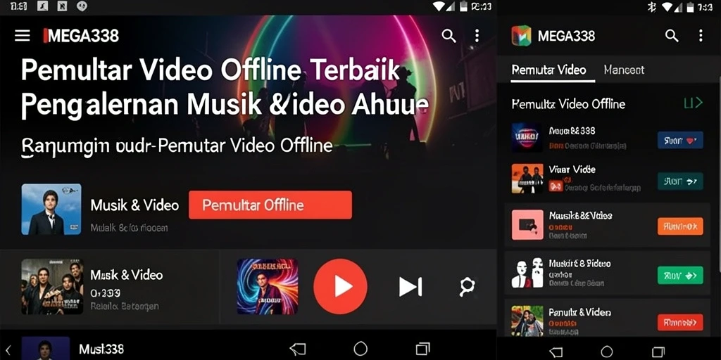 Antarmuka MEGA338 yang menarik dan fungsional untuk pemutar video offline.