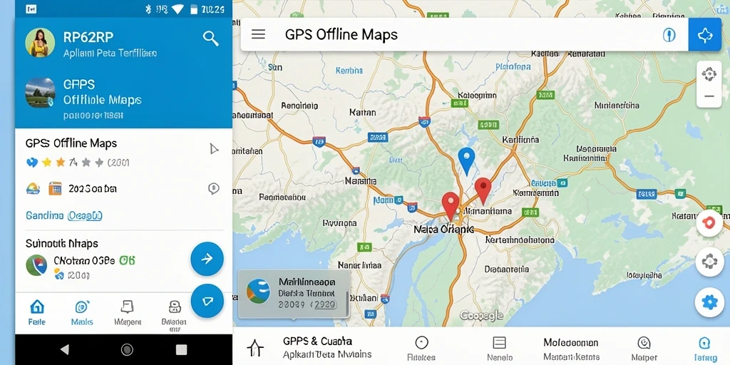 Antarmuka aplikasi RP62RP yang memudahkan navigasi peta offline.