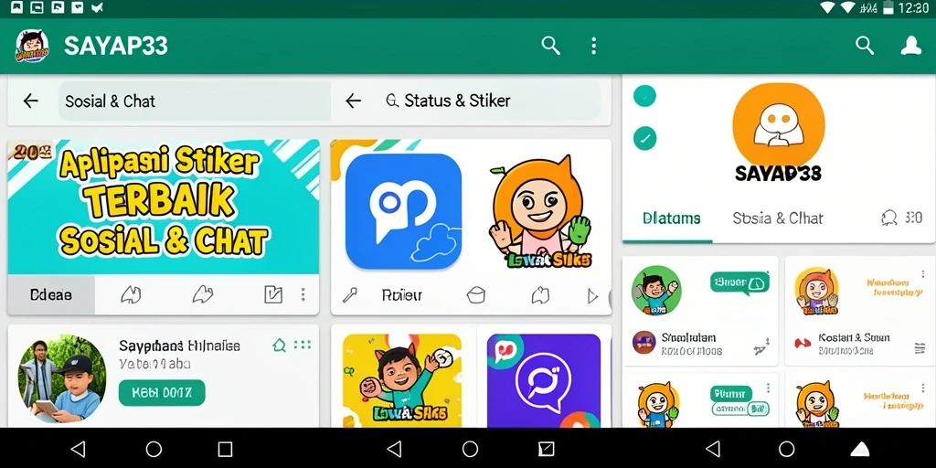 Screenshot dari antarmuka SAYAP33 dengan berbagai pilihan stiker.