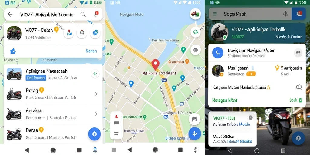 Antarmuka aplikasi VIO77 dengan fitur Navigasi Motor yang informatif.