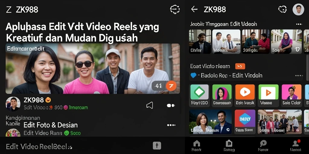 Tampilan antarmuka ZK988 saat mengedit video Reels yang menarik.